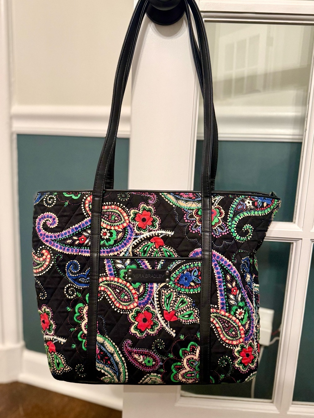 NWOT Vera Bradley Black Paisley Quilted Tote Bag